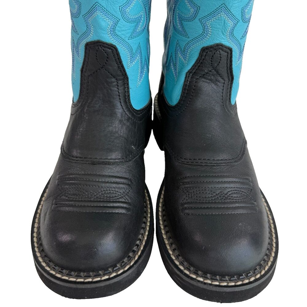 Ariat ProBaby Women’s Turquoise & Black Leather Western Cowboy Boots Size 6.5B - Picture 3 of 12
